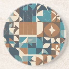 Dark Blue, Teal, Brown, and Tan Geometric Pattern Getränkeuntersetzer