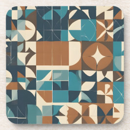 Dark Blue, Teal, Brown, and Tan Geometric Pattern Getränkeuntersetzer