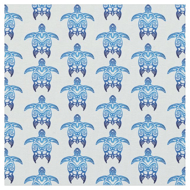 Dark Blue Tribal Honu Turtles Stoff (Nahaufnahme)