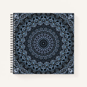 Dark Blue und Black Mandala Design Notizbuch