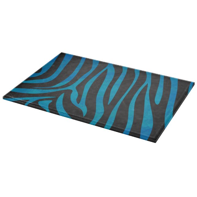 Dark Blue und Black Zebra Print Cutting Board Schneidebrett (Ecke)