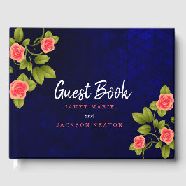 Dark Blue und Coral Rose Gästebuch