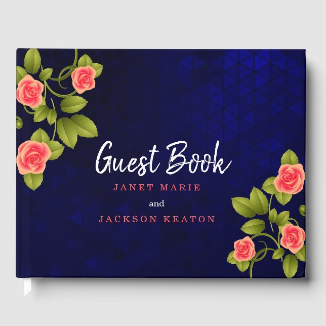Dark Blue und Coral Rose Gästebuch (Vorderseite)