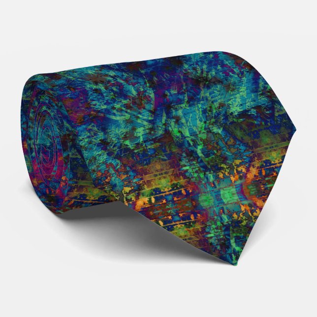 Dark Blue und Green Neck Tie Krawatte (Gerollt)