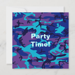 Dark Blue und Lila Camouflage Einladung