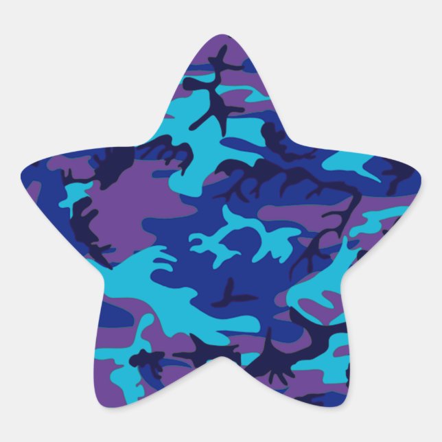 Dark Blue und Lila Camouflage Star Sticker (Vorderseite)