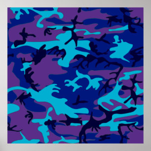 Dark Blue und Lila Camouflage Value Poster