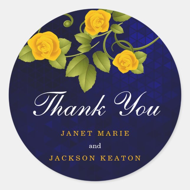 Dark Blue und Marigold Yellow Rose Runder Aufkleber (Vorderseite)