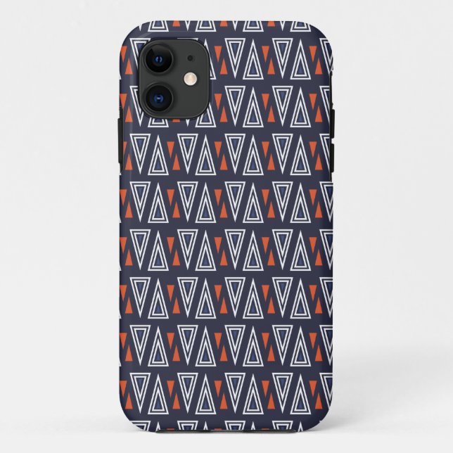 Dark Blue und Red Geometric Triangle Pattern Case-Mate iPhone Hülle (Rückseite)