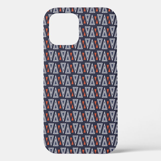 Dark Blue und Red Geometric Triangle Pattern Case-Mate iPhone Hülle (Rückseite)