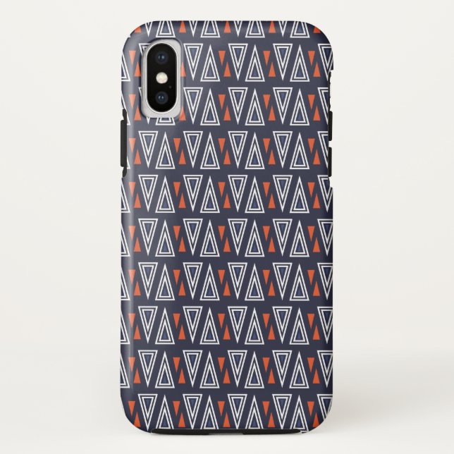 Dark Blue und Red Geometric Triangle Pattern Case-Mate iPhone Hülle (Rückseite)