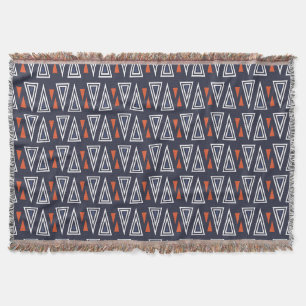 Dark Blue und Red Geometric Triangle Pattern Decke