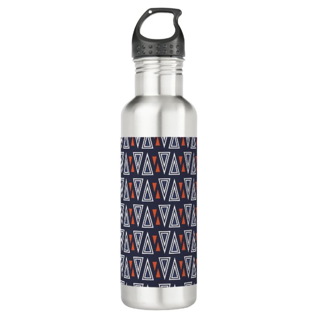Dark Blue und Red Geometric Triangle Pattern Edelstahlflasche (Vorderseite)
