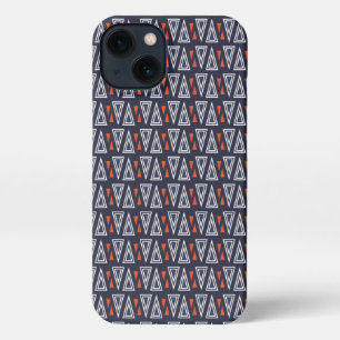 Dark Blue und Red Geometric Triangle Pattern iPhone Hülle