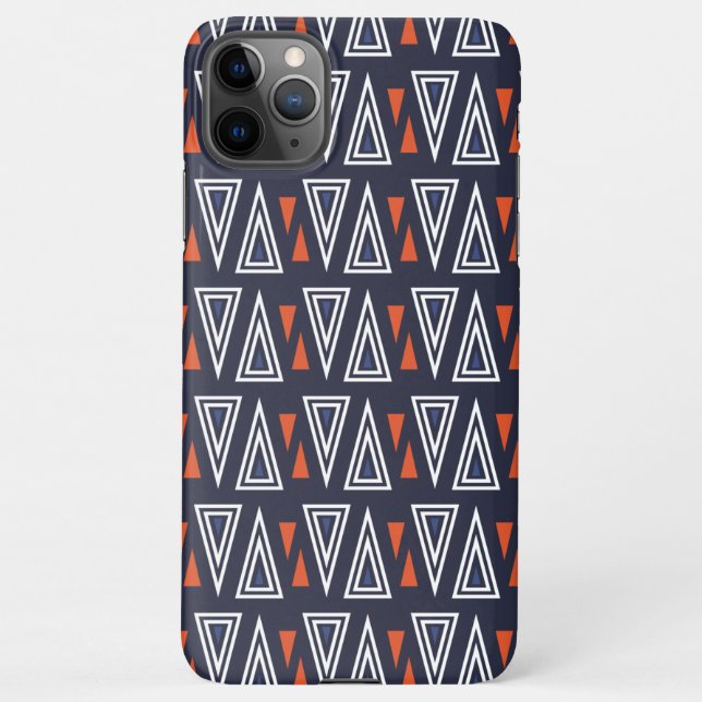 Dark Blue und Red Geometric Triangle Pattern iPhone Hülle (Rückseite)
