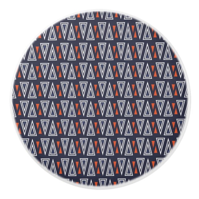 Dark Blue und Red Geometric Triangle Pattern Keramikknauf (Vorderseite)