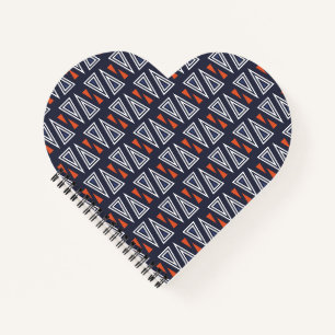 Dark Blue und Red Geometric Triangle Pattern Notizbuch