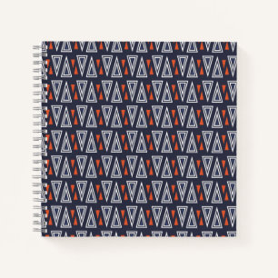 Dark Blue und Red Geometric Triangle Pattern Notizbuch