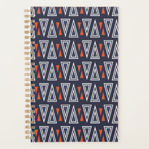 Dark Blue und Red Geometric Triangle Pattern Planer