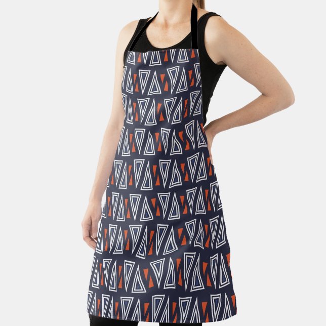 Dark Blue und Red Geometric Triangle Pattern Schürze (InSitu)