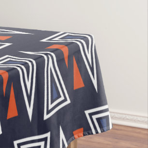 Dark Blue und Red Geometric Triangle Pattern Tischdecke