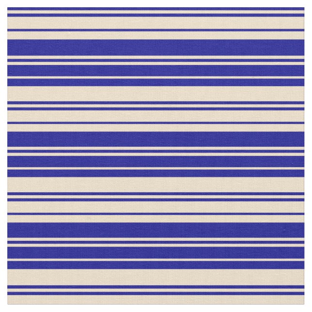 Dark Blue und Tan Lined Pattern Stoff (Nahaufnahme)