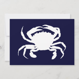 Dark Blue und White Crab Form Einladung