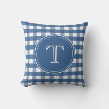 Dark Blue und White Gingham Monogram