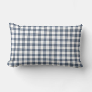 Dark Blue und White Gingham Pattern Lendenkissen
