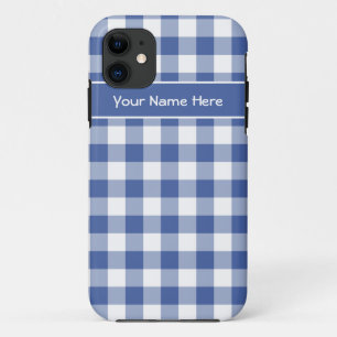 Dark Blue und White Karo Gingham Pattern iPhone 11 Hülle