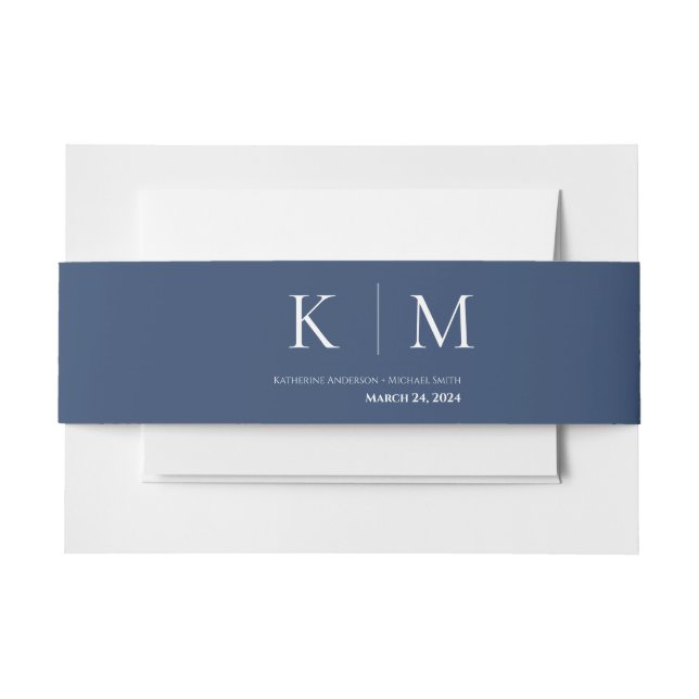 Dark Blue und White Wedding- Einladungsbanderole (Vorderseite Beispiel)