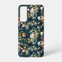 Dark Blue Vintag Style Garden Blume Muster