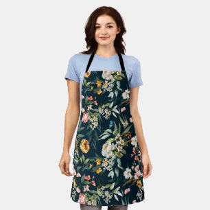 Dark Blue Vintag Style Garden Blume Muster Schürze