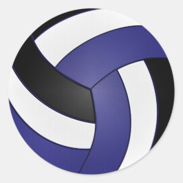 Dark Blue, White and Black Volleyball Runder Aufkleber