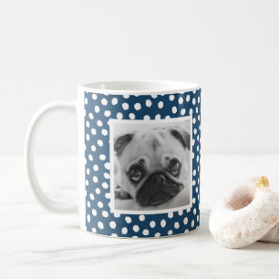 Dark Blue White Dot Muster Custom Foto Tasse
