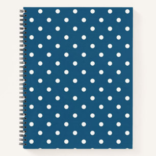 Dark Blue & White Polka Dot Spiral Notebook Notizbuch