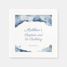 Dark Blue & White Seashells Taufe Geburtstagsparty