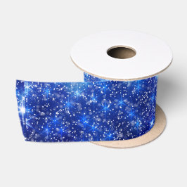 Dark Blurred Blue Starry Stars Weihnachten  Satinband