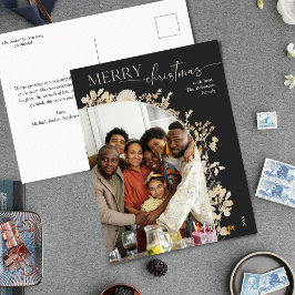Dark Boho Floral 1 Foto Frohe Weihnachten Postkarte