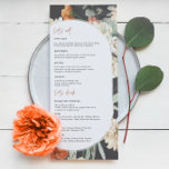 Dark Boho Floral | Hochzeitsmenü Menükarte<br><div class="desc">Schöne Menükarten, um Ihre Tischeinstellungen bei Ihrer Hochzeit oder beim nächsten Party zu ergänzen. Diese Farbpalette mit Blumen- und Boho-inspirierten Farbtönen ist voller Magie. Weiche, antike Orange führt durch die sonnigen Farbtöne, die sich auf eine erdgeschichtliche Weise vereinen und für eine Entdeckungsreise in den Garten oder in die moderne Stadt...</div>