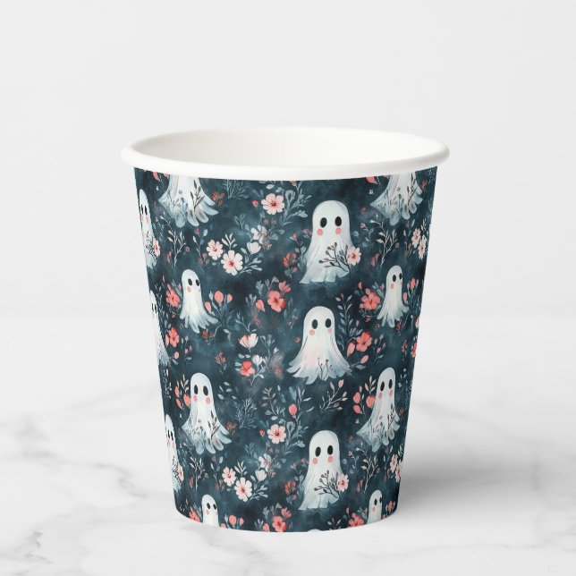 Dark Boho Ghost Pattern Paper Cups Pappbecher (Vorderseite)