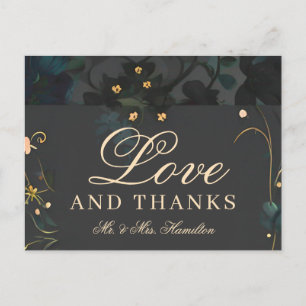Dark Boho Moody Gray Blume Vielen Dank Postkarte