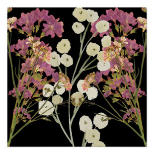 Dark Boho Pressed Paper-Blume Poster