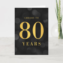 Dark Bokeh Gold jubelt bis 80 Jahre Geburtstag Karte