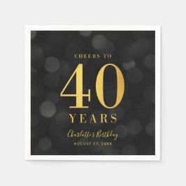 Dark Bokeh Imitate Gold jubelt auf 40 Jahre Geburt Serviette