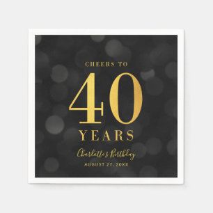 Dark Bokeh Imitate Gold jubelt auf 40 Jahre Geburt Serviette