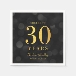 Dark Bokeh Imitate Gold jubelt bis 30 Jahre Geburt Serviette