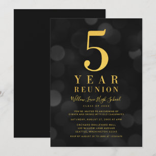 Dark Bokeh Lights 5-Jahres-Wiedersehen Einladung