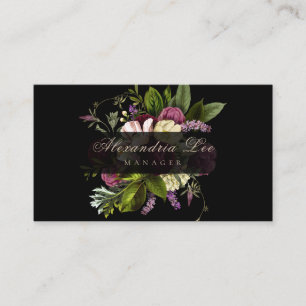 Dark Botanic Floral Business Cards Visitenkarte