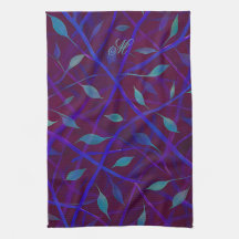 Dark Botanical Burgundy Jewel Foliage Monogram